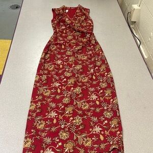 Elegant Floral Red Maxi Dress